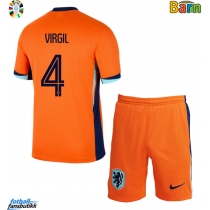 Nederland Virgil van Dijk #4 Hjemmedraktsett Barn EM 2024 Kortermet (+ Korte bukser)